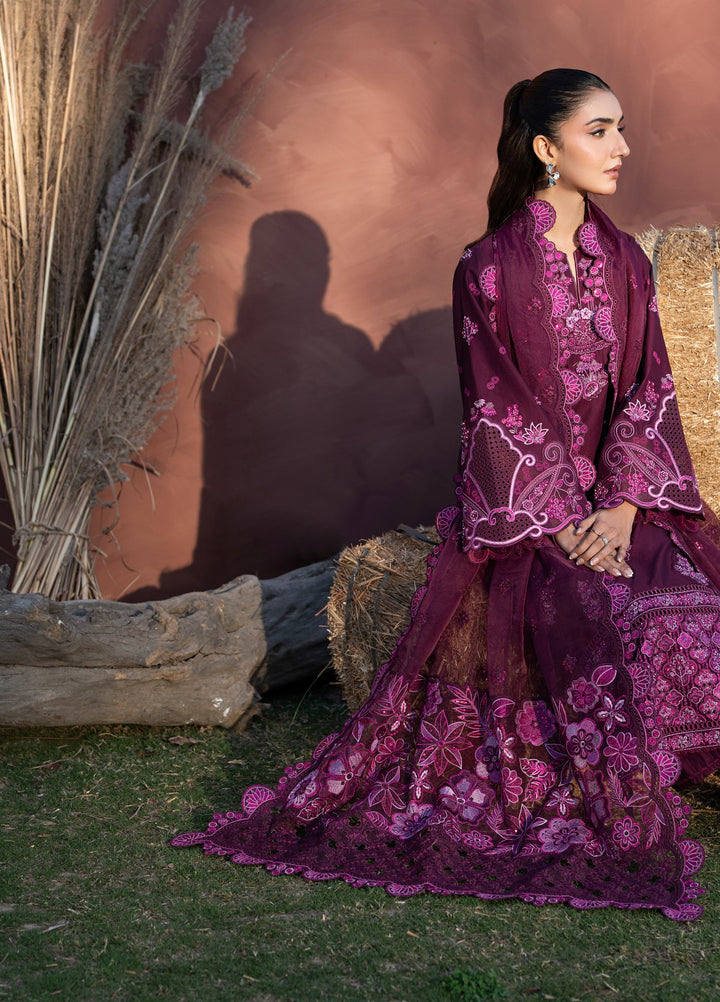 Aura of Flora by Zarizaa Unstitched Embroidered Lawn 3 Piece Suit BERRY Lawn Collection