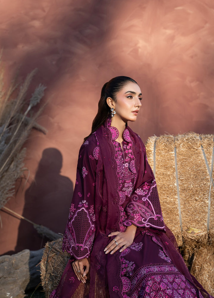 Aura of Flora by Zarizaa Unstitched Embroidered Lawn 3 Piece Suit BERRY Lawn Collection