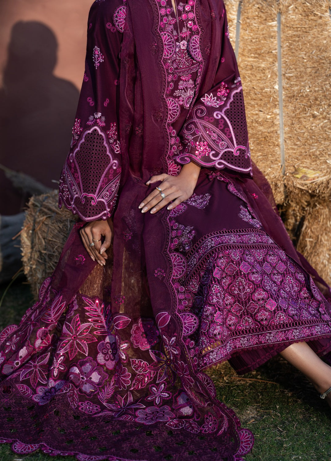 Aura of Flora by Zarizaa Unstitched Embroidered Lawn 3 Piece Suit BERRY Lawn Collection