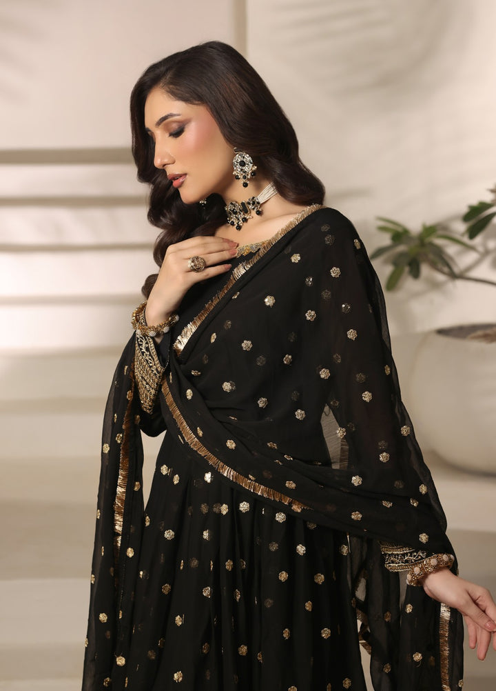 Unss Apparel Women RTW Embroidered Chiffon 3 Piece Suit Mayal Black Festive Collection