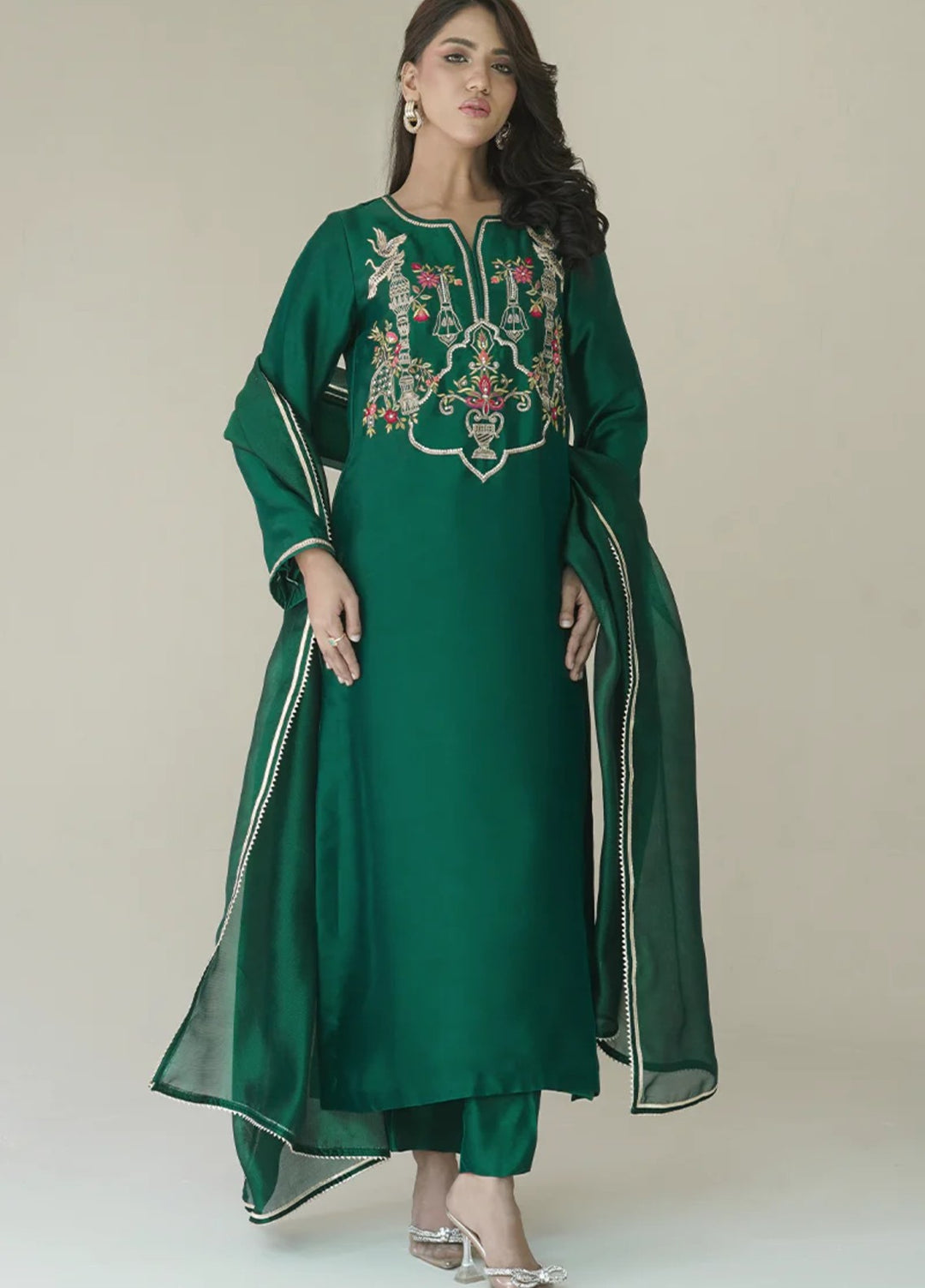 Melody of Colours by Guleenoor RTW Hand work Sheesh Silk 3 Piece Suit Tanish Eid Collection