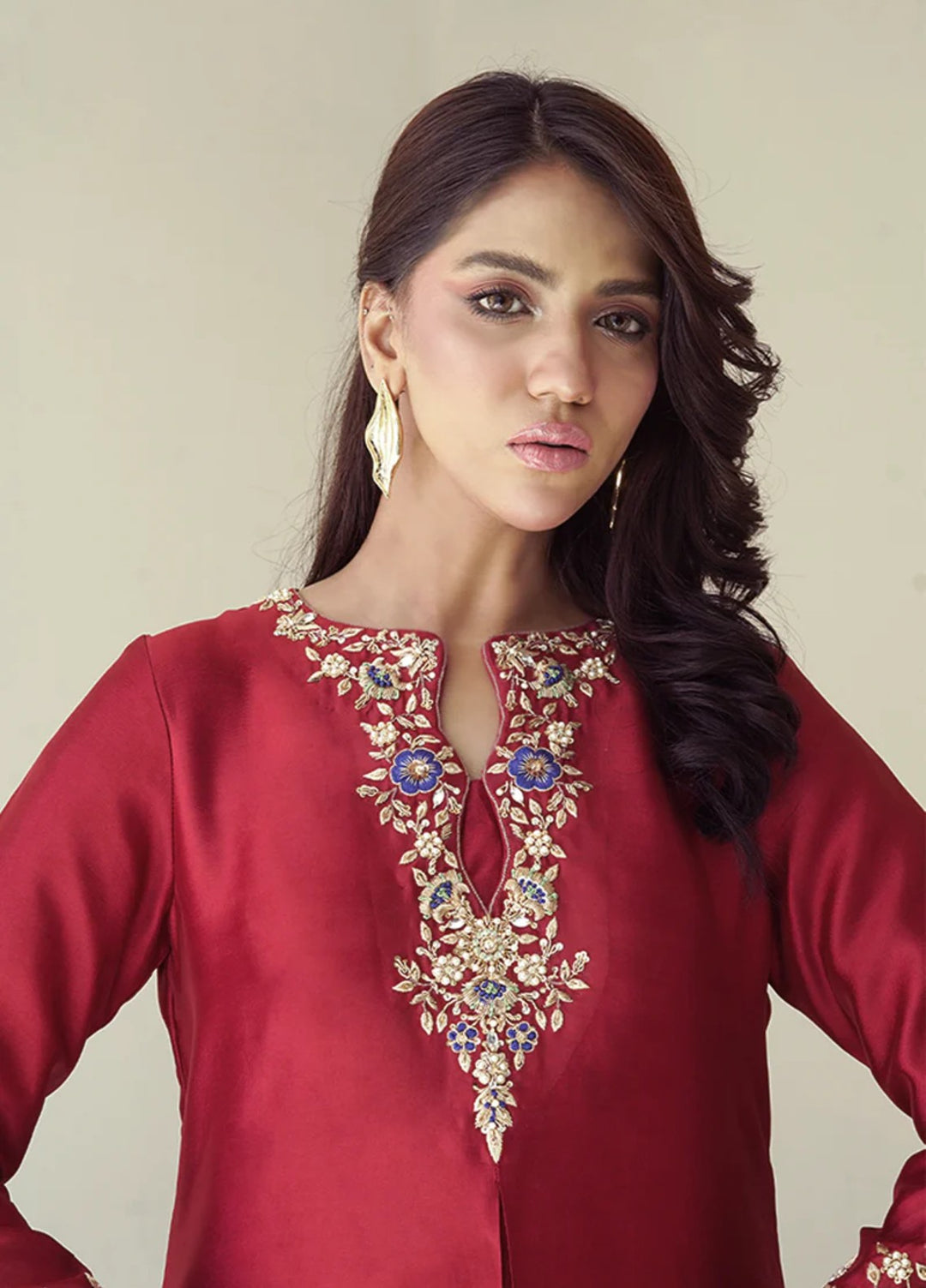 Melody of Colours by Guleenoor RTW Hand work Sheesh Silk 3 Piece Suit Kanzil Eid Collection
