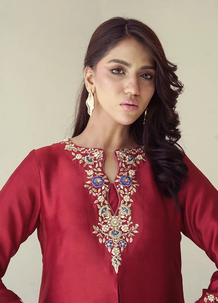 Melody of Colours by Guleenoor RTW Hand work Sheesh Silk 3 Piece Suit Kanzil Eid Collection