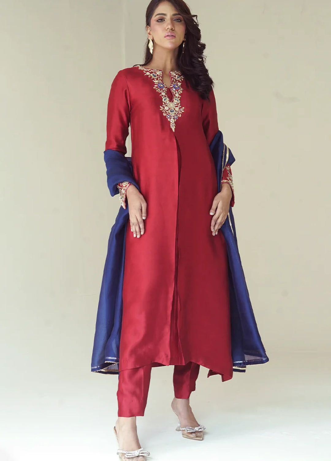 Melody of Colours by Guleenoor RTW Hand work Sheesh Silk 3 Piece Suit Kanzil Eid Collection