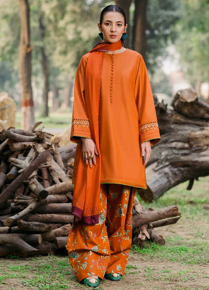 Urban Edge by jahaan RTW Embroidered Raw Silk 3 Piece Suit Tawny Casual Collection