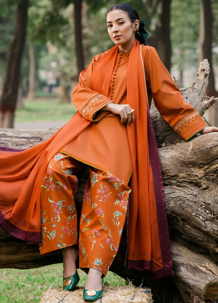 Urban Edge by jahaan RTW Embroidered Raw Silk 3 Piece Suit Tawny Casual Collection