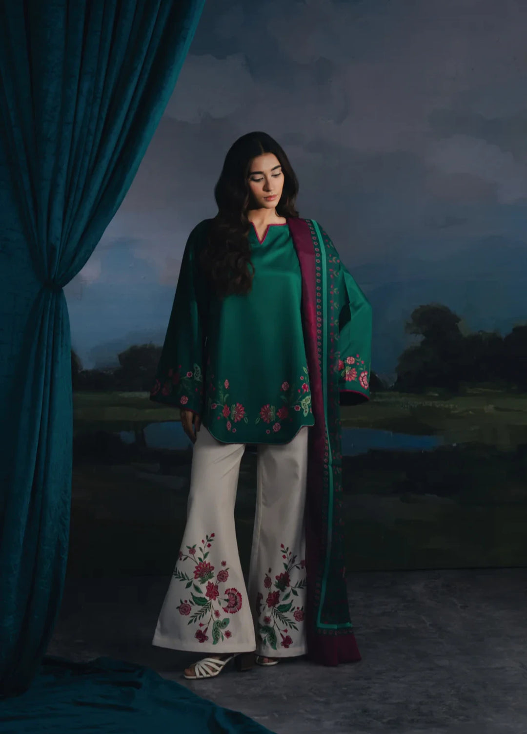 Hiddden Garden by Jahaan RTW Printed Crepe 3 Piece Suit Ivy Casual Collection