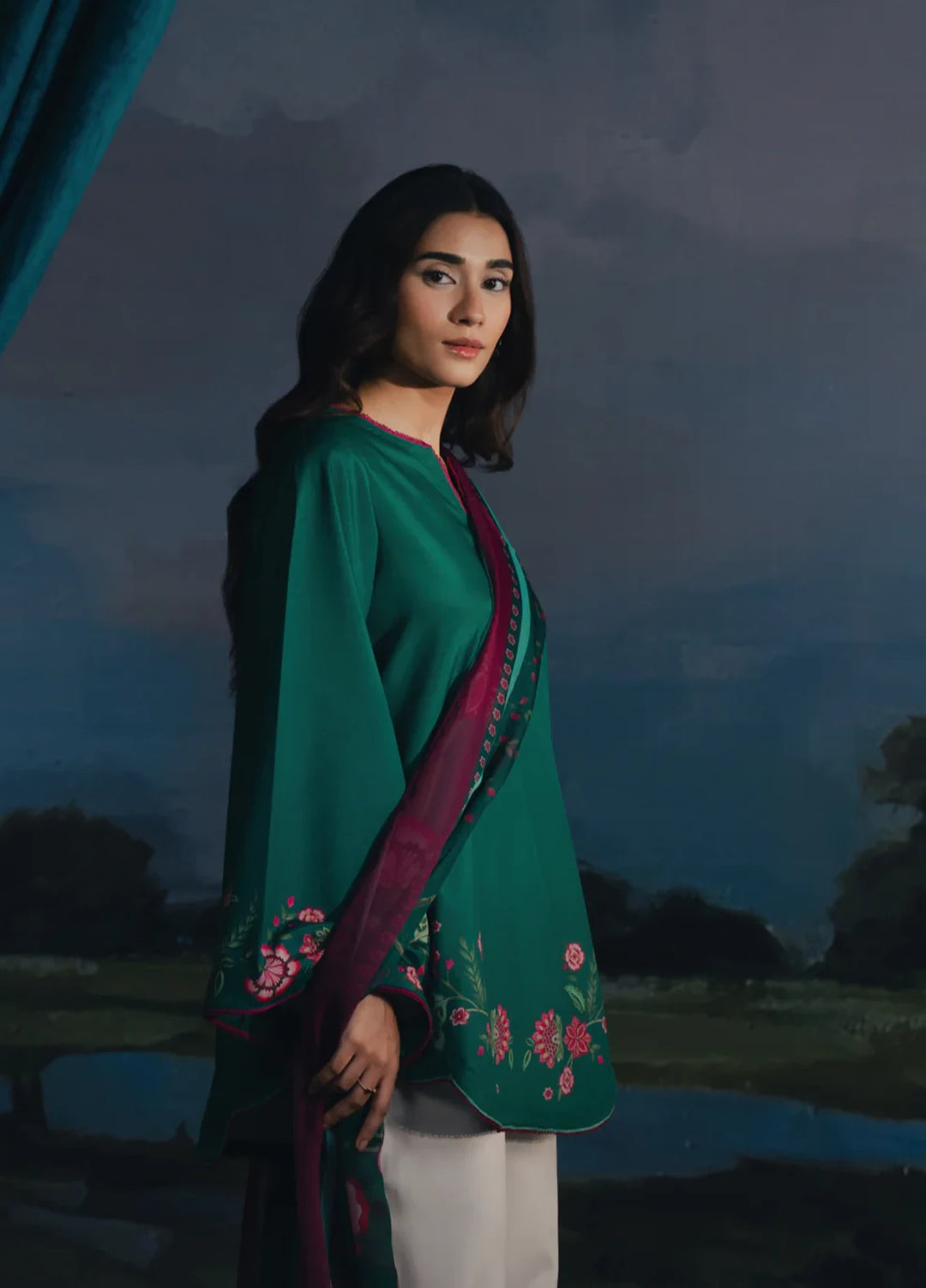 Hiddden Garden by Jahaan RTW Printed Crepe 3 Piece Suit Ivy Casual Collection