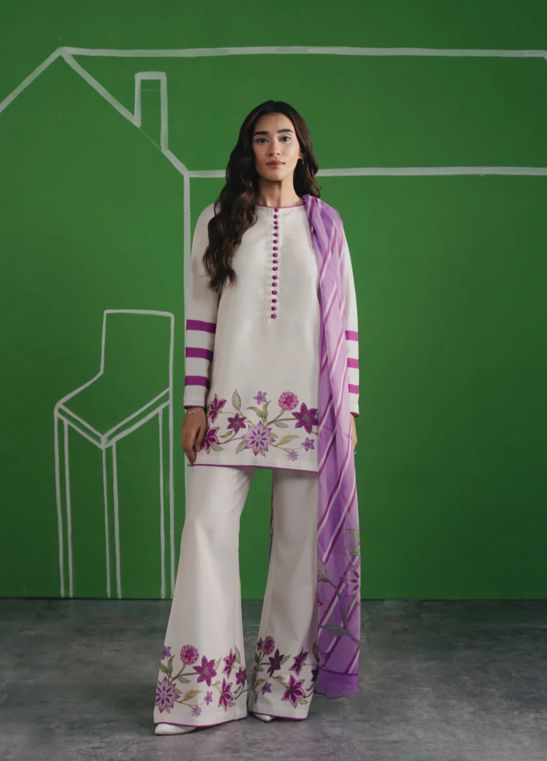 Hiddden Garden by Jahaan RTW Printed Crepe 3 Piece Suit Lilly Casual Collection