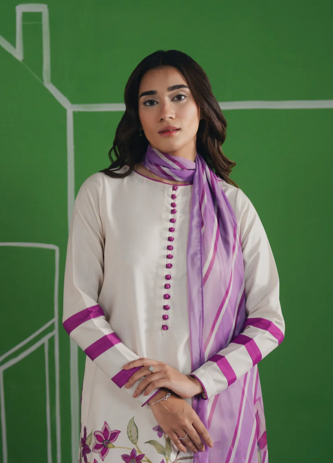 Hiddden Garden by Jahaan RTW Printed Crepe 3 Piece Suit Lilly Casual Collection