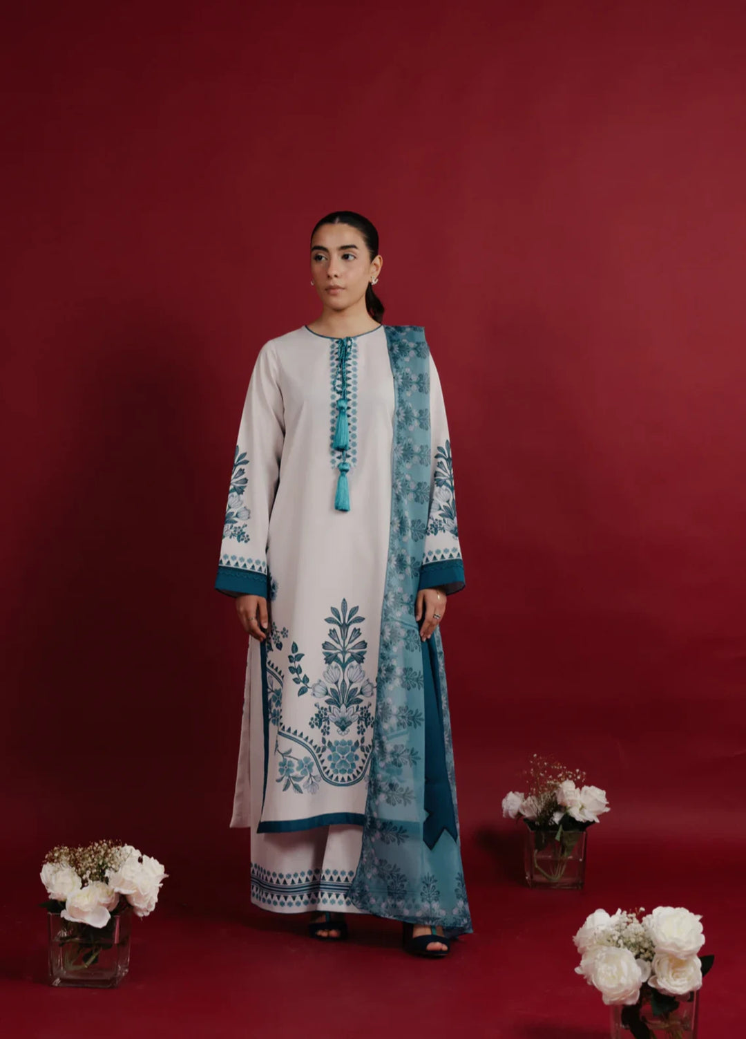 Hiddden Garden by Jahaan RTW Printed Crepe 3 Piece Suit Sapphire Casual Collection