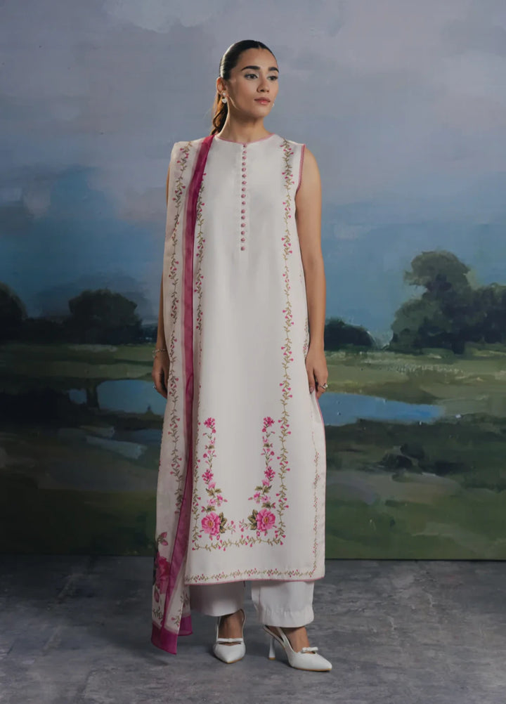 Hiddden Garden by Jahaan RTW Printed Crepe 3 Piece Suit Cloud Casual Collection