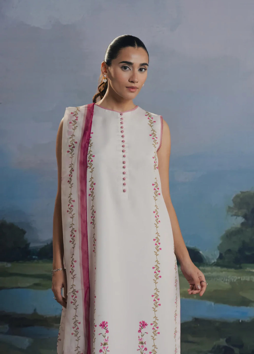 Hiddden Garden by Jahaan RTW Printed Crepe 3 Piece Suit Cloud Casual Collection