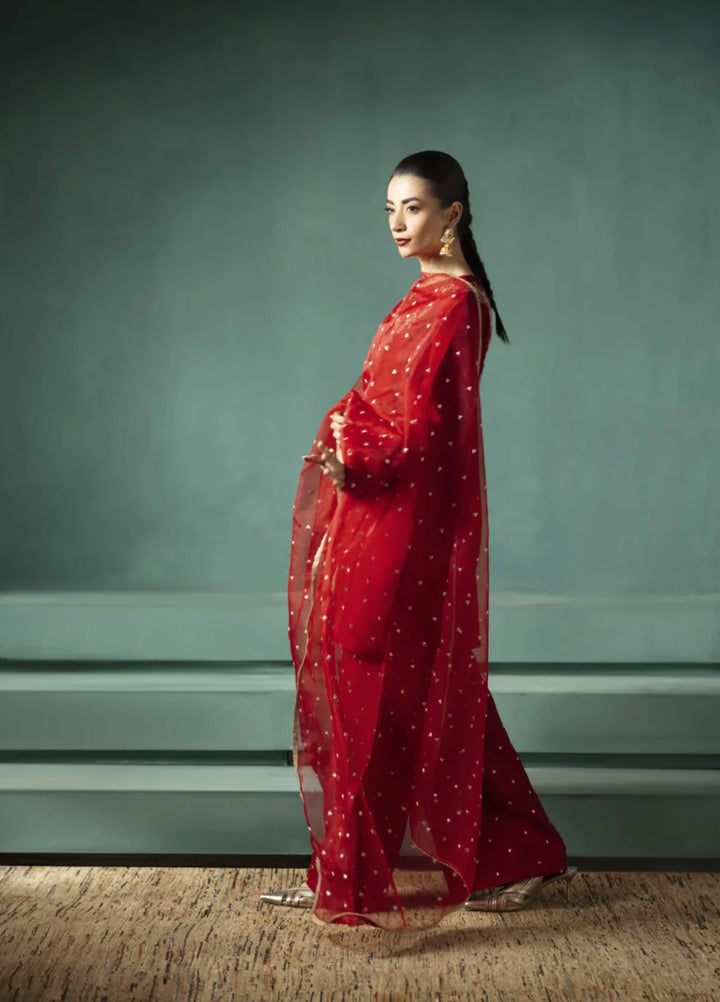 Koel by Jahaan RTW Embroidered Raw Silk 3 Piece Suit Vino Festive Collection