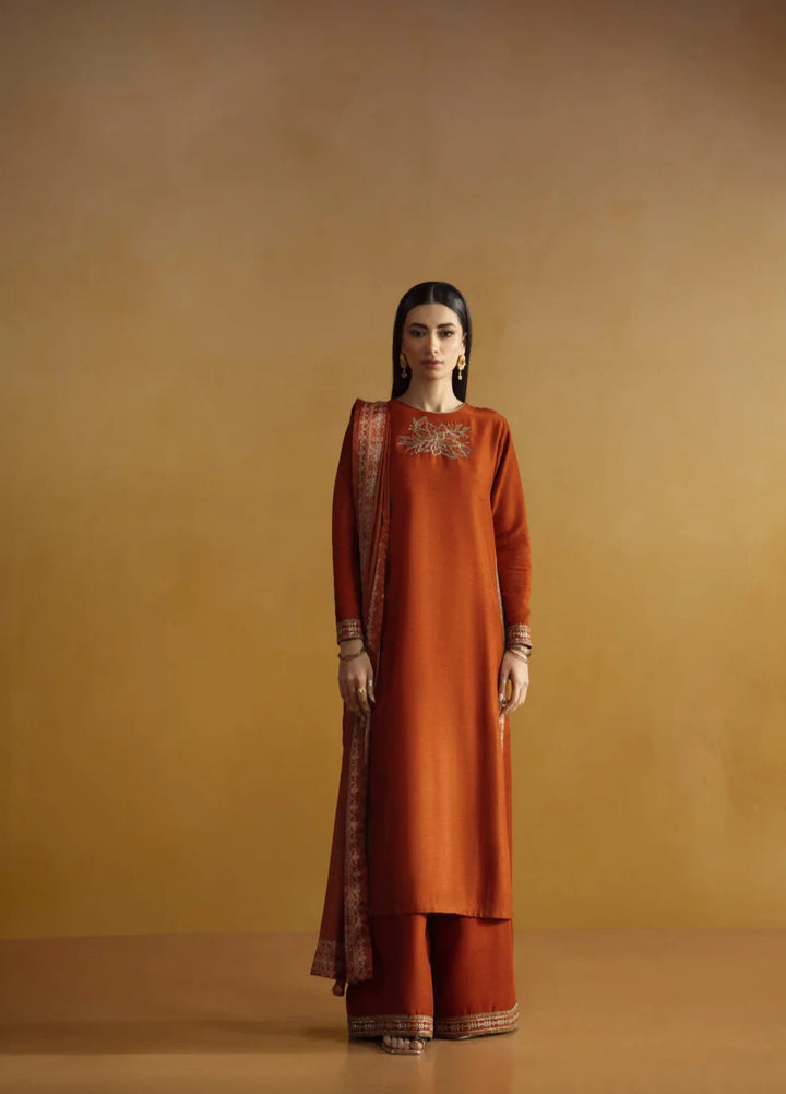 Koel by Jahaan RTW Embroidered Raw Silk 3 Piece Suit Citrine Festive Collection