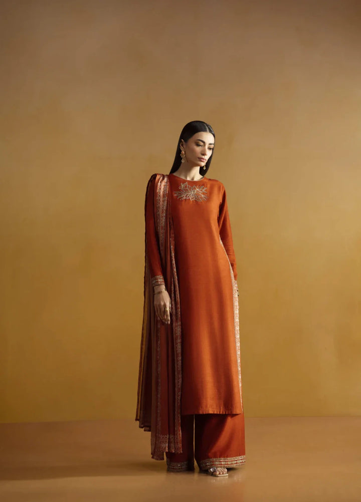 Koel by Jahaan RTW Embroidered Raw Silk 3 Piece Suit Citrine Festive Collection