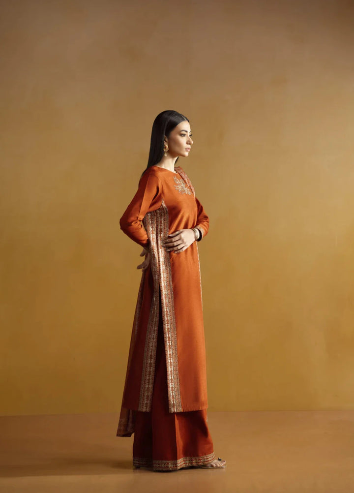 Koel by Jahaan RTW Embroidered Raw Silk 3 Piece Suit Citrine Festive Collection