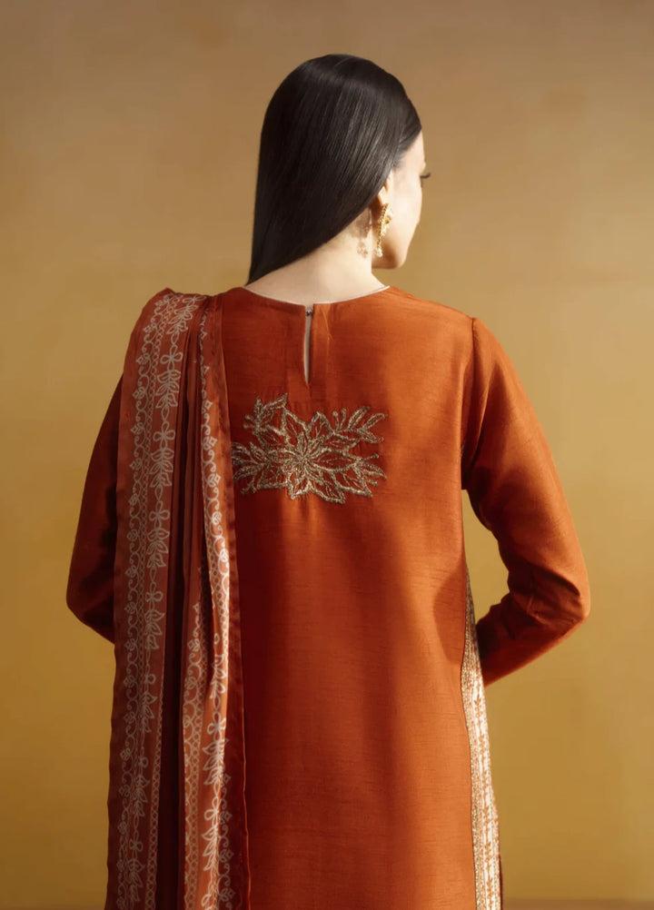 Koel by Jahaan RTW Embroidered Raw Silk 3 Piece Suit Citrine Festive Collection