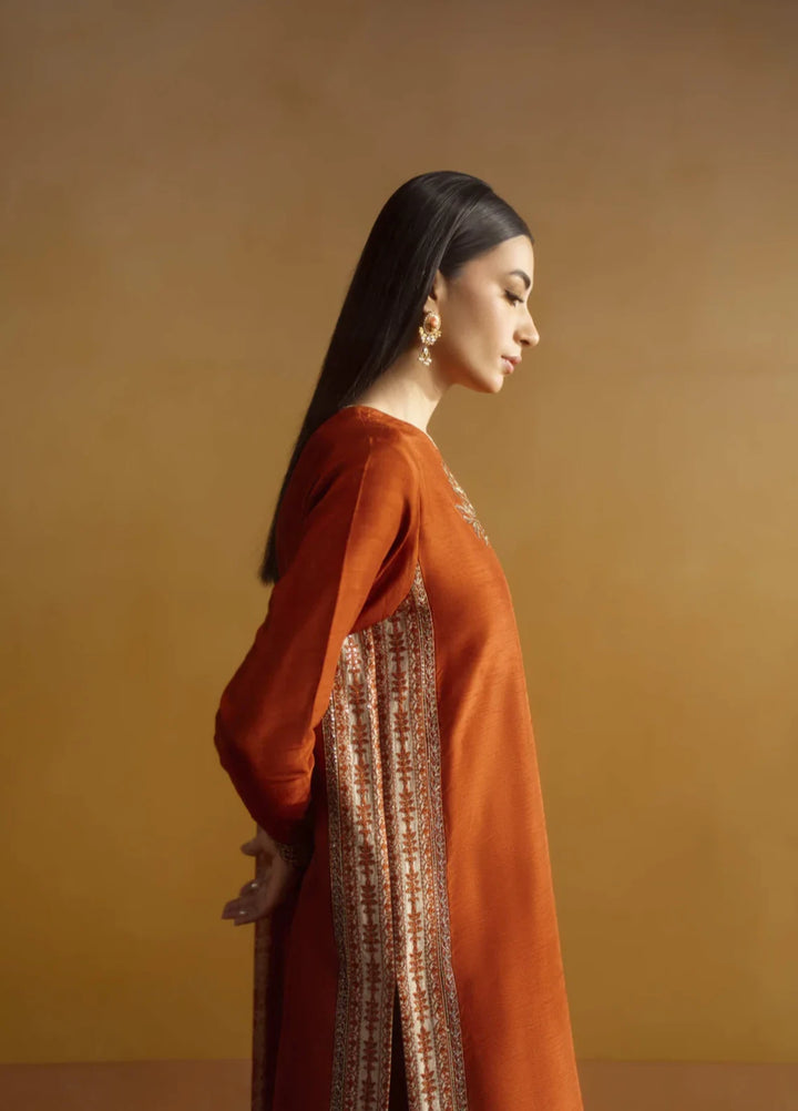 Koel by Jahaan RTW Embroidered Raw Silk 3 Piece Suit Citrine Festive Collection