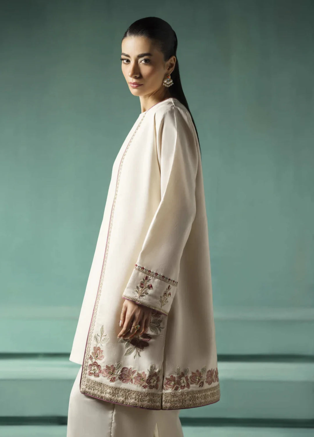 Koel by Jahaan RTW Embroidered Raw Silk 3 Piece Suit Haze Festive Collection