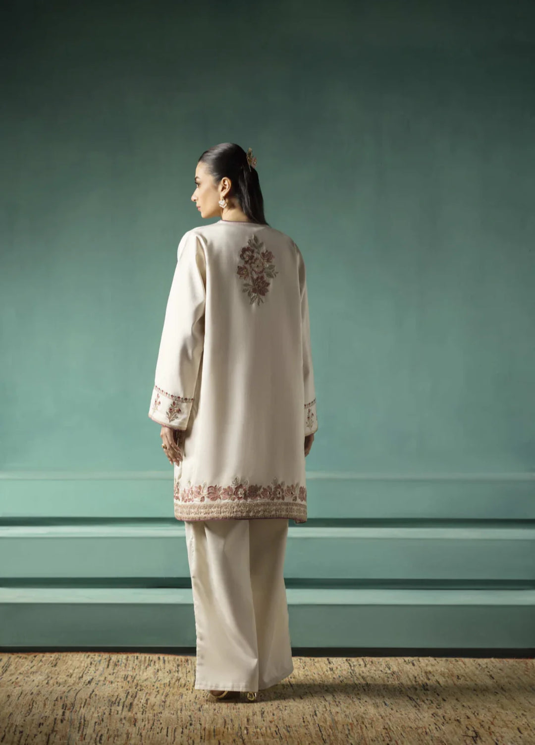 Koel by Jahaan RTW Embroidered Raw Silk 3 Piece Suit Haze Festive Collection