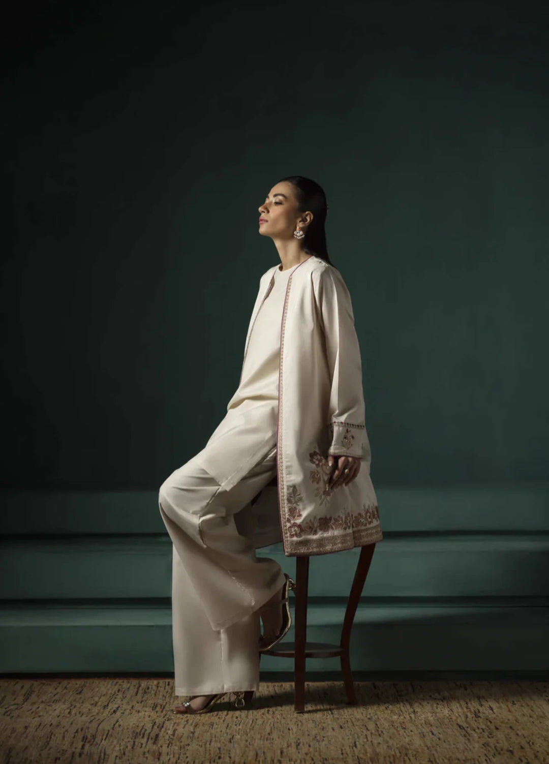 Koel by Jahaan RTW Embroidered Raw Silk 3 Piece Suit Haze Festive Collection