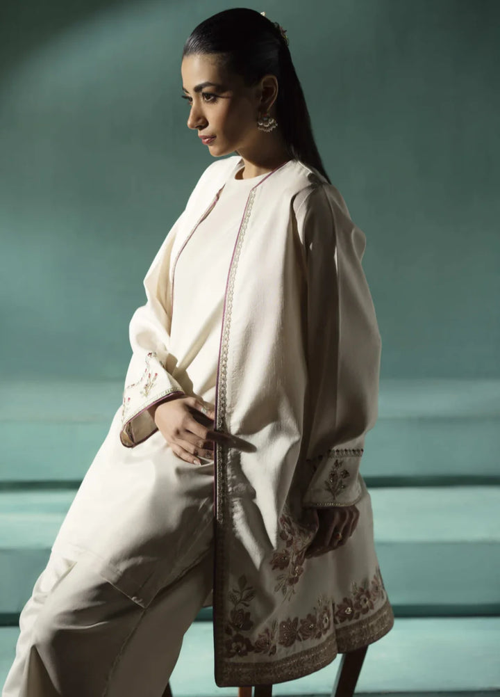 Koel by Jahaan RTW Embroidered Raw Silk 3 Piece Suit Haze Festive Collection