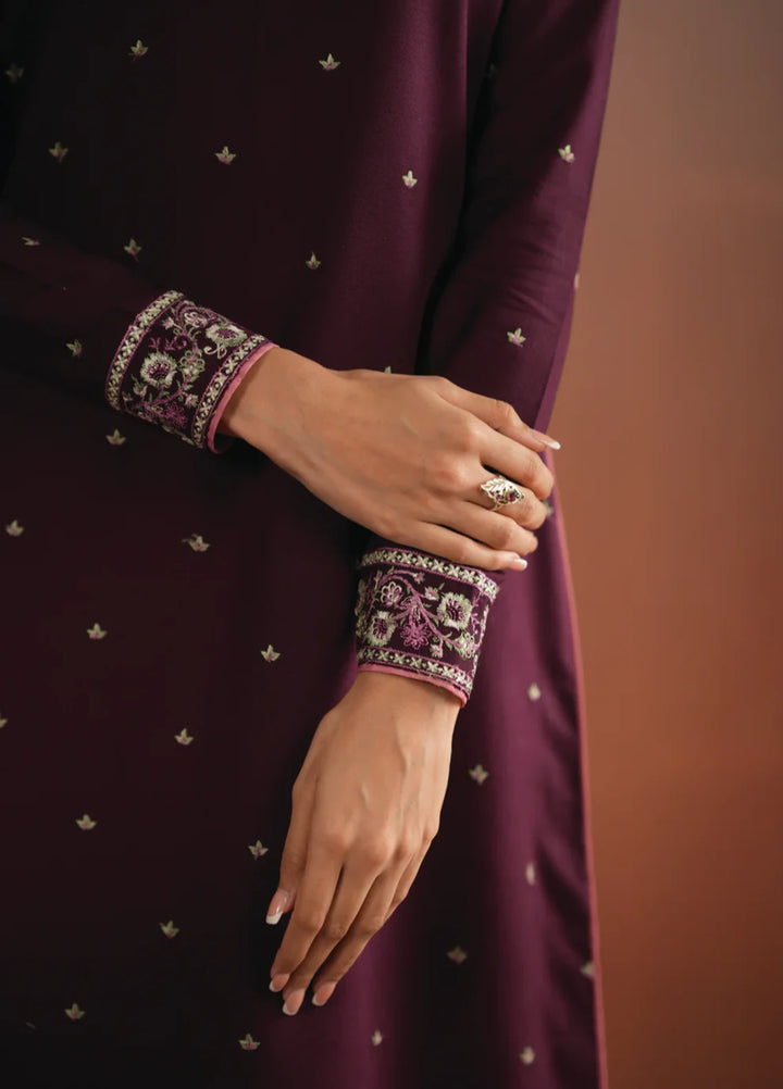 Winter Weave by Jahaan RTW Embroidered Khaddar 3 Piece Suit Garnet Casual Collection