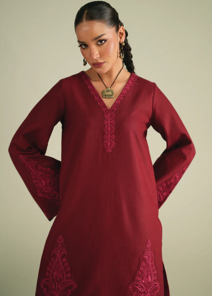 Winter Weave by Jahaan RTW Embroidered Khaddar 3 Piece Suit Sepia Casual Collection