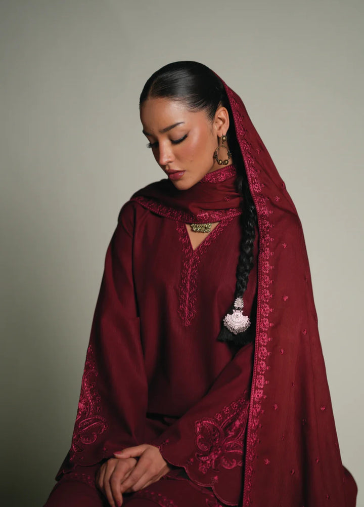 Winter Weave by Jahaan RTW Embroidered Khaddar 3 Piece Suit Sepia Casual Collection