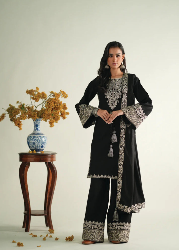 Winter Weave by Jahaan RTW Embroidered Khaddar 3 Piece Suit Raven Casual Collection