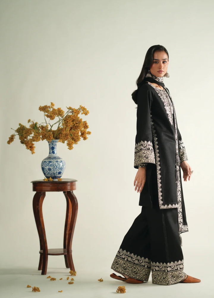 Winter Weave by Jahaan RTW Embroidered Khaddar 3 Piece Suit Raven Casual Collection