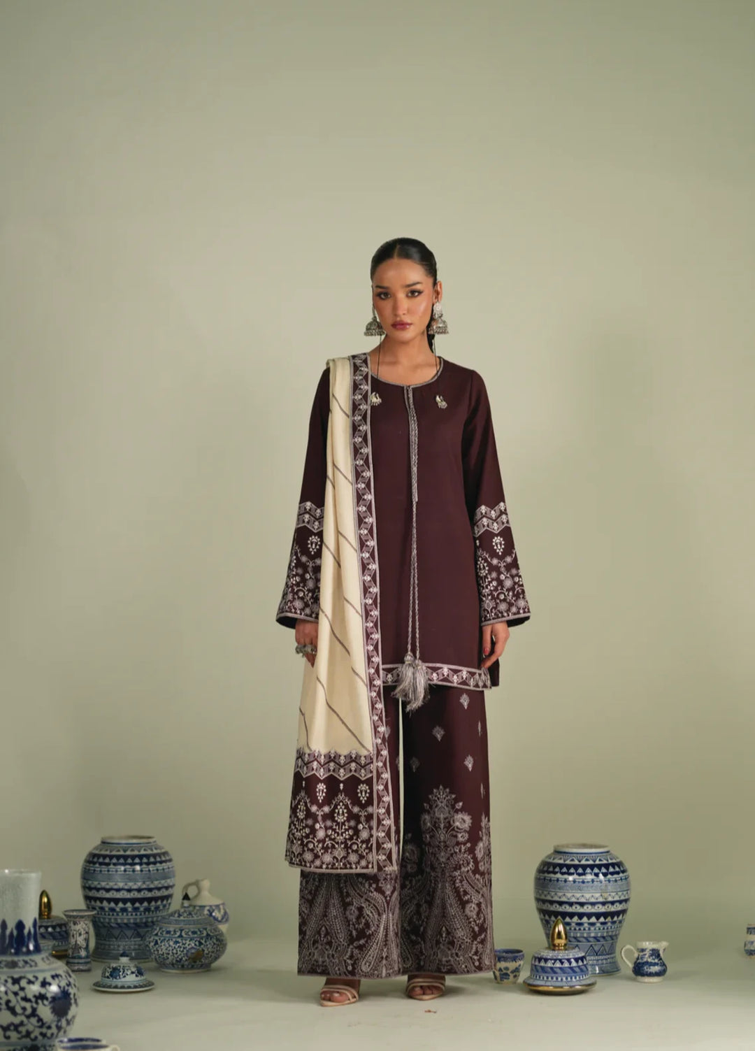 Winter Weave by Jahaan RTW Embroidered Khaddar 3 Piece Suit Dusk Casual Collection