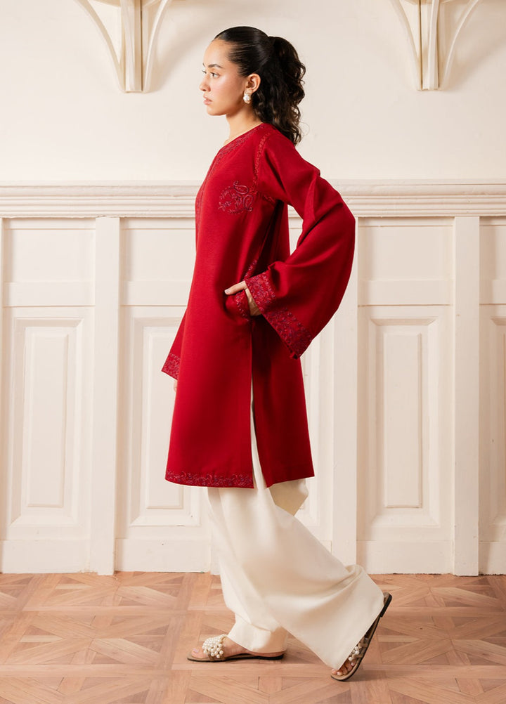 The Art by Yards RTW Embroidered Karandi 2 Piece Suit Crimsona Casual Collection