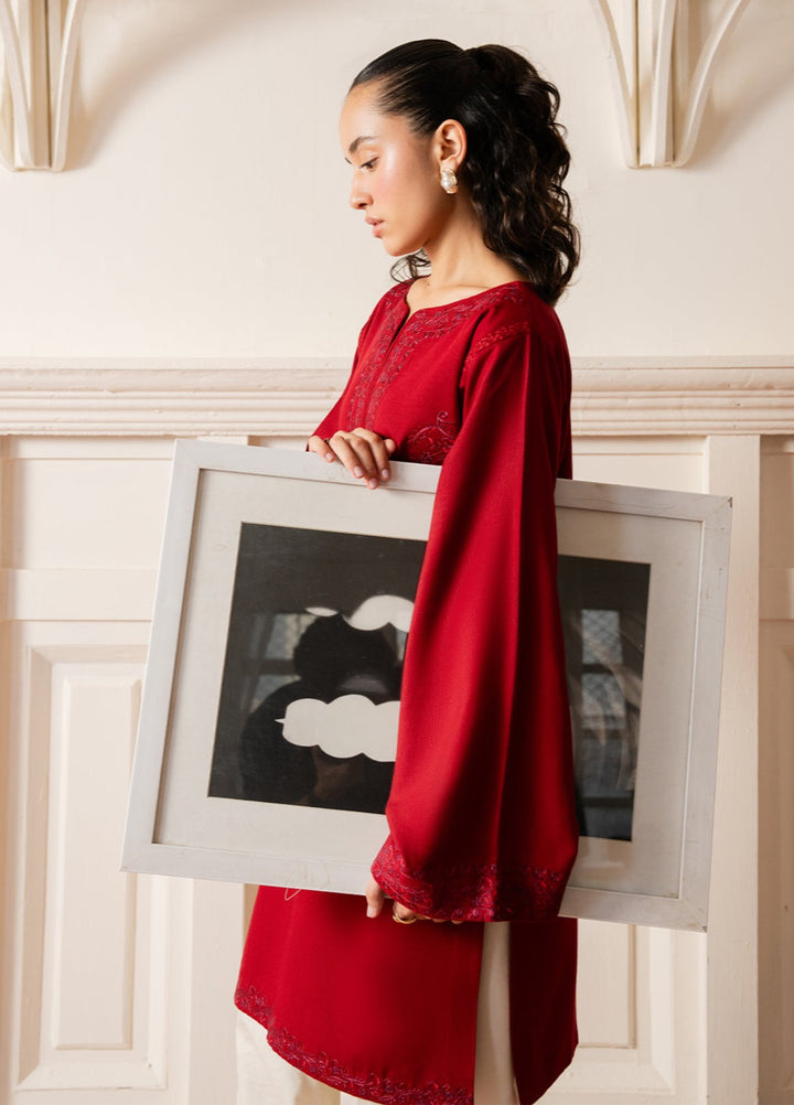 The Art by Yards RTW Embroidered Karandi 2 Piece Suit Crimsona Casual Collection