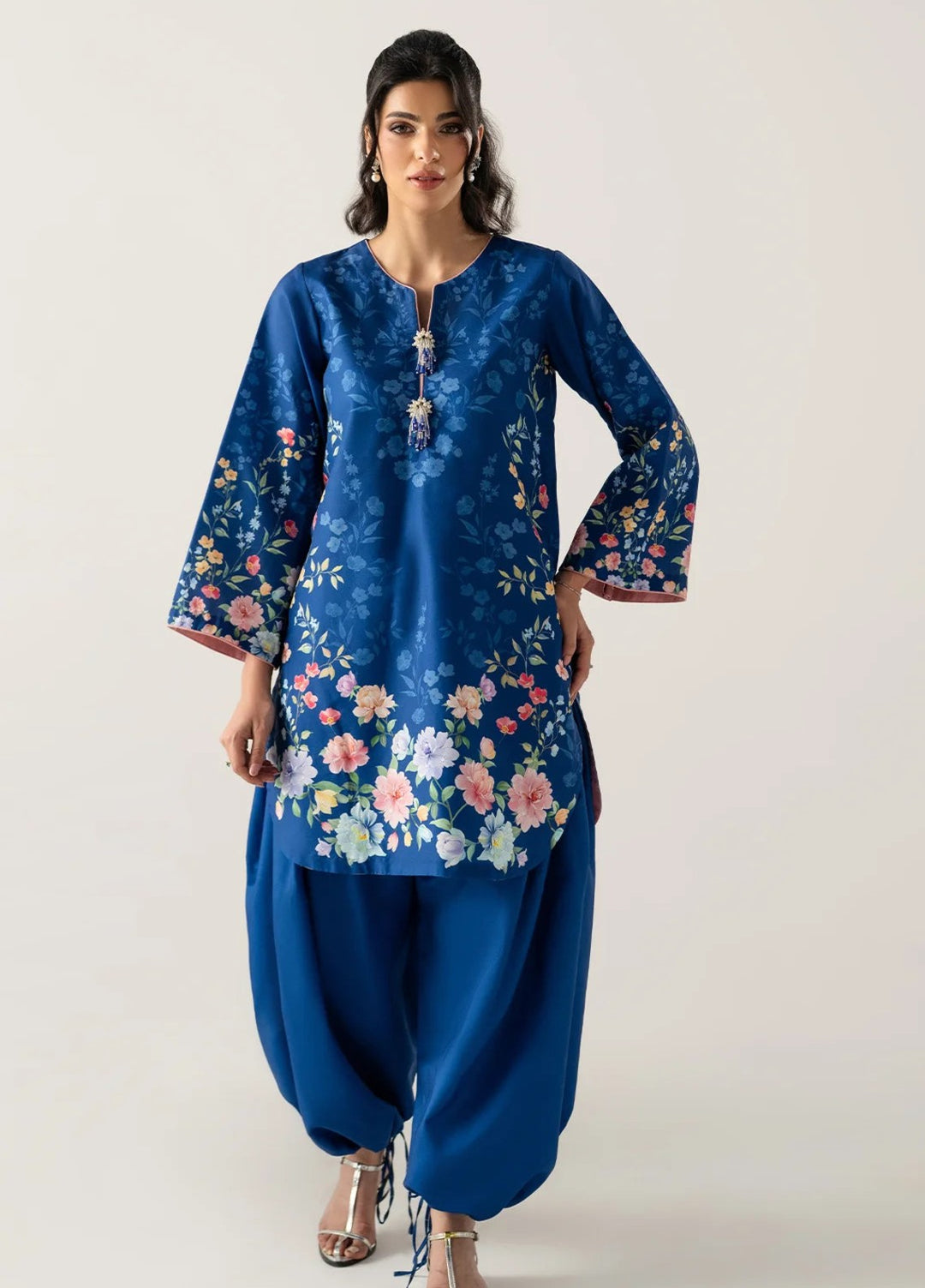 Zaymal Women RTW Printed Blended Lawn 2 Piece Suit ROYAL BLUE Casual Collection