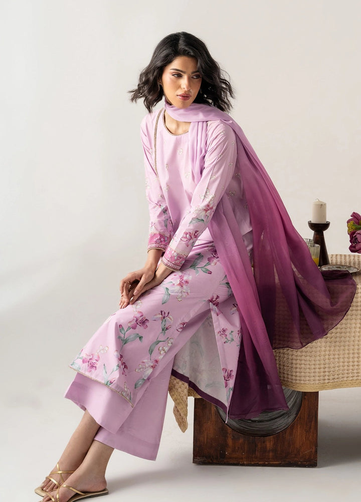 Zaymal Women RTW Printed Blended Lawn 3 Piece Suit LILAC ENSEMBLE Casual Collection