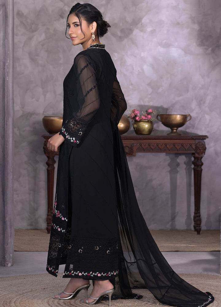 Shamooz Women RTW Embroidered Chiffon 3 Piece Suit Rich Black I-CH-0016 Festive Collection