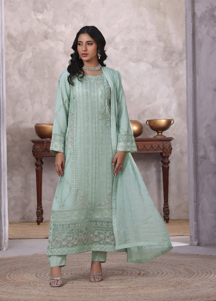 Shamooz Women RTW Embroidered Chiffon 3 Piece Suit Aqua I-CH-0017 Festive Collection