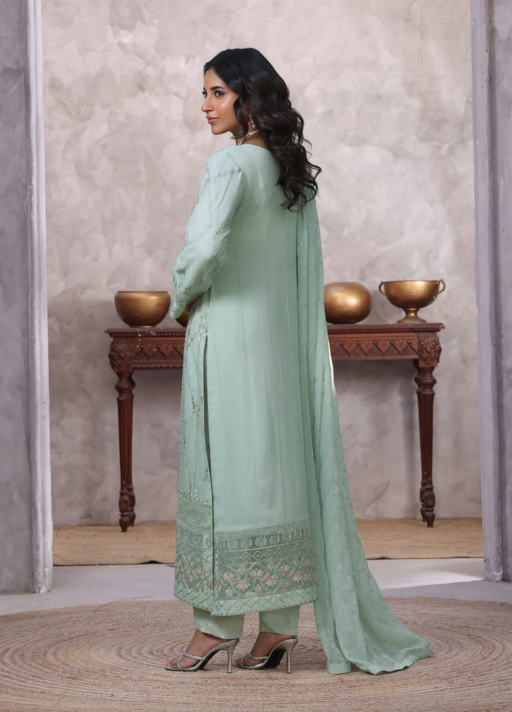 Shamooz Women RTW Embroidered Chiffon 3 Piece Suit Aqua I-CH-0017 Festive Collection