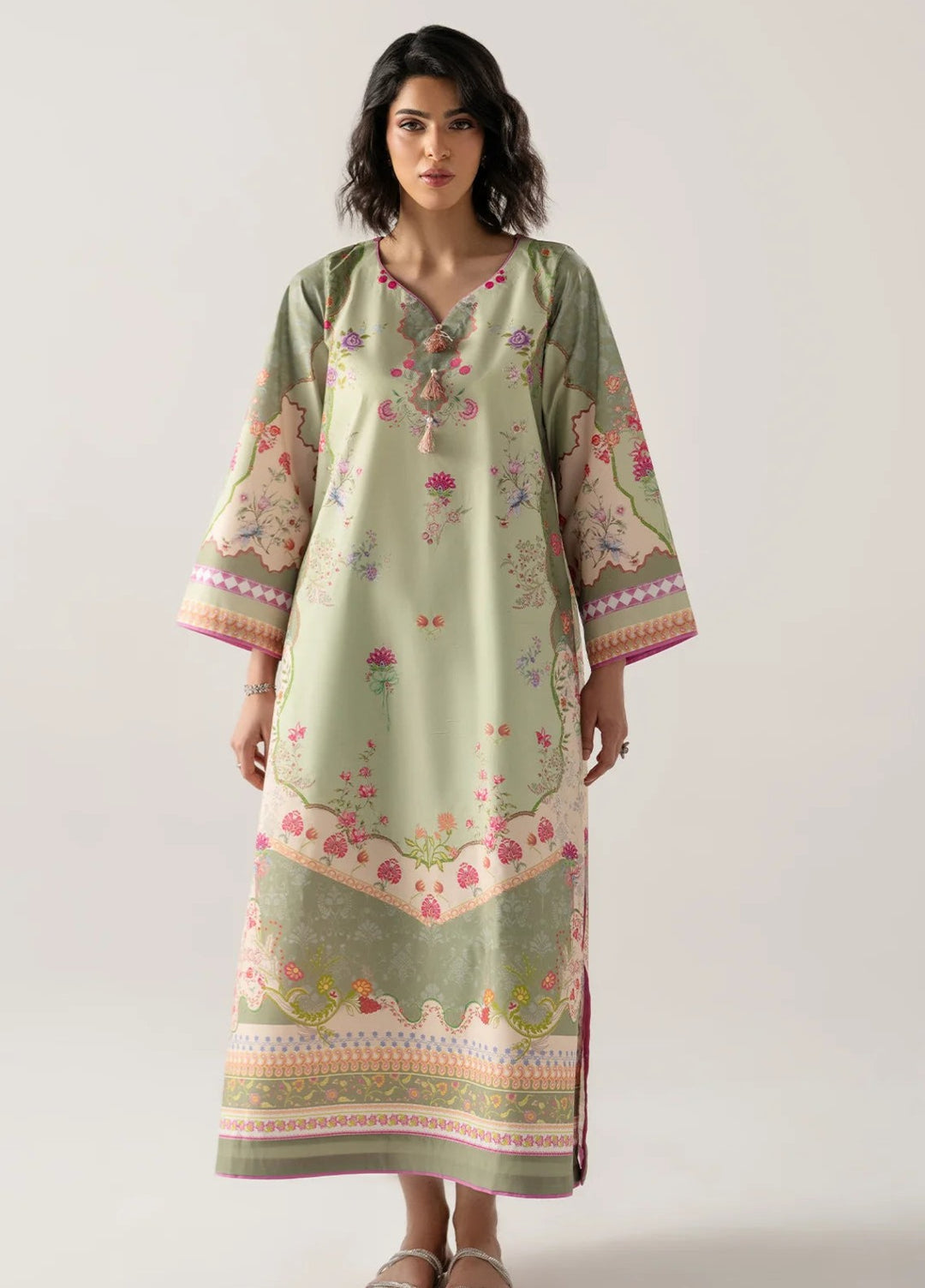 Zaymal Women RTW Printed Blended Lawn 2 Piece Suit SAGE GREEN Casual Collection
