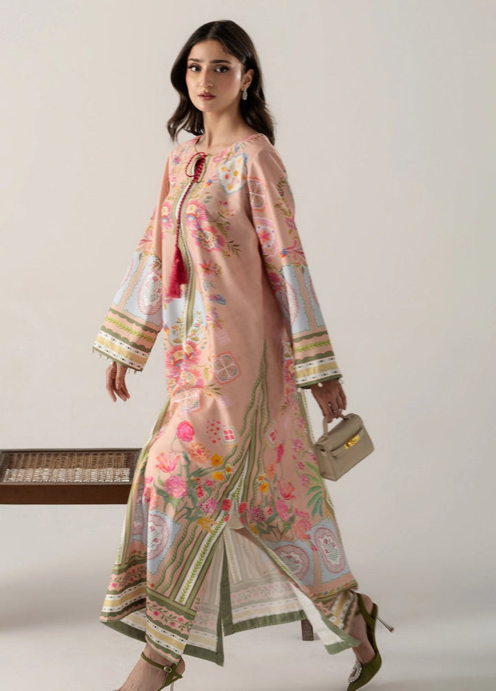 Zaymal Women RTW Printed Blended Lawn 2 Piece Suit PEACH Casual Collection