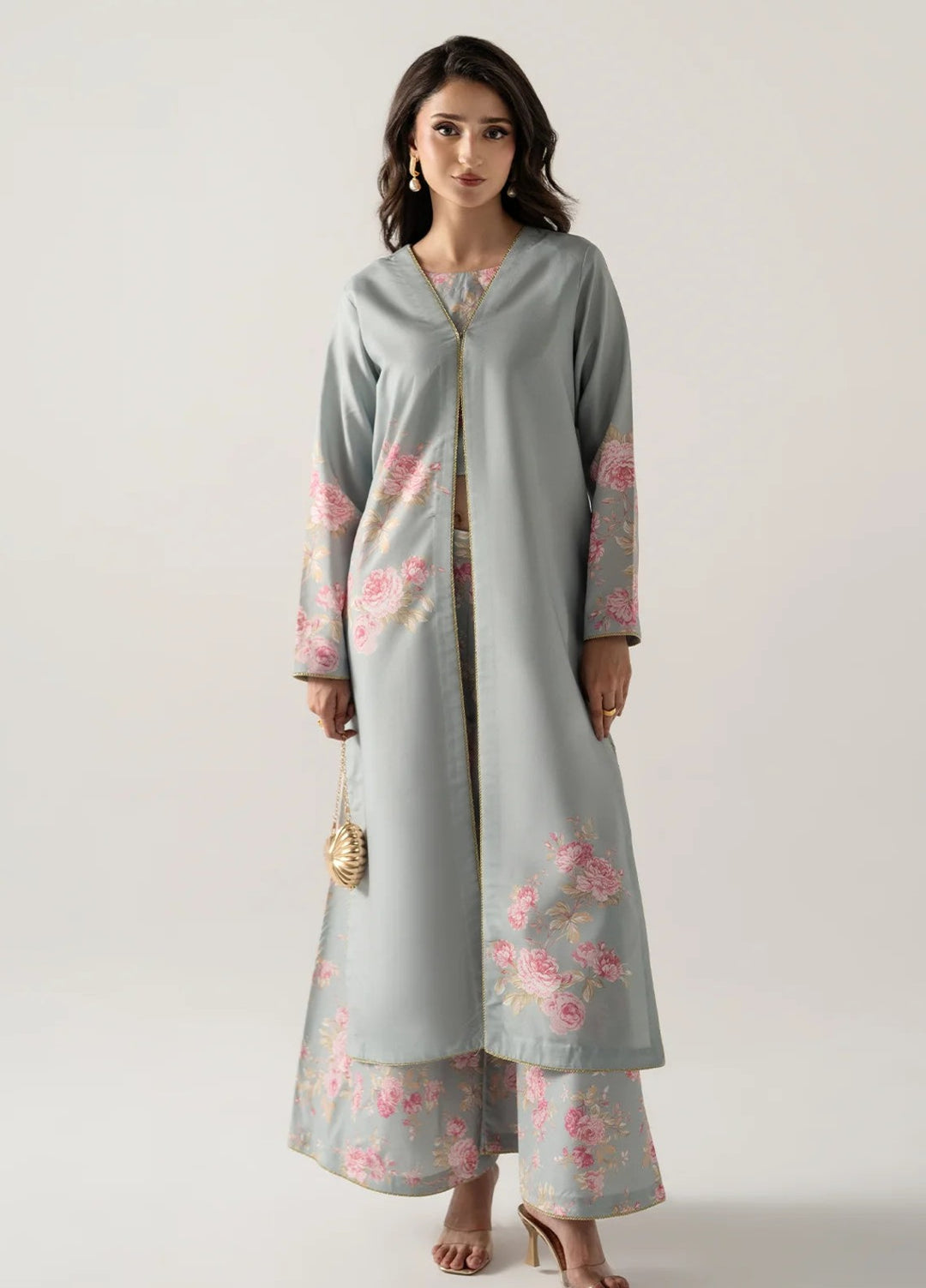 Zaymal Women RTW Printed Blended Lawn 3 Piece Suit ICE BLUE Casual Collection