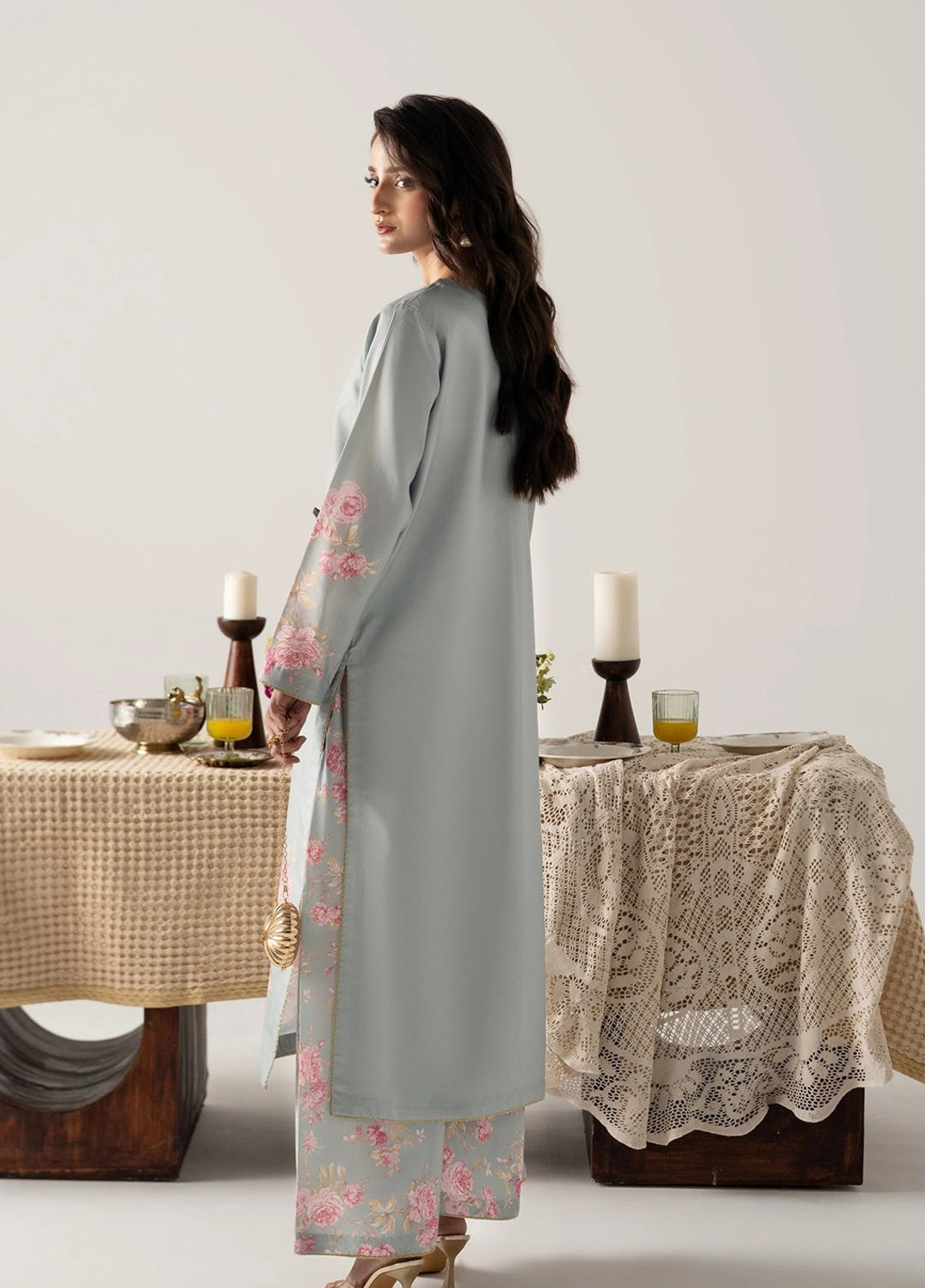 Zaymal Women RTW Printed Blended Lawn 3 Piece Suit ICE BLUE Casual Collection