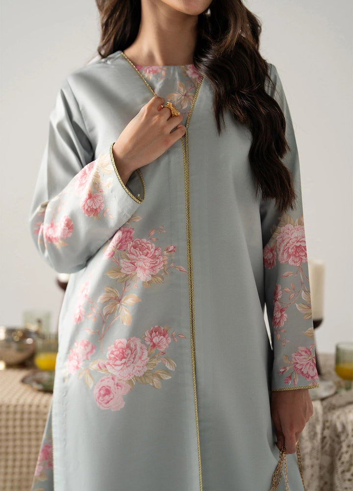 Zaymal Women RTW Printed Blended Lawn 3 Piece Suit ICE BLUE Casual Collection