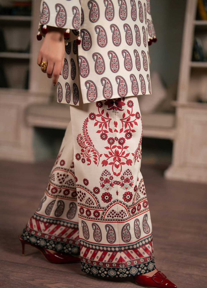 Zaymal Women RTW Printed Silk 3 Piece Suit BEIGE Festive Collection