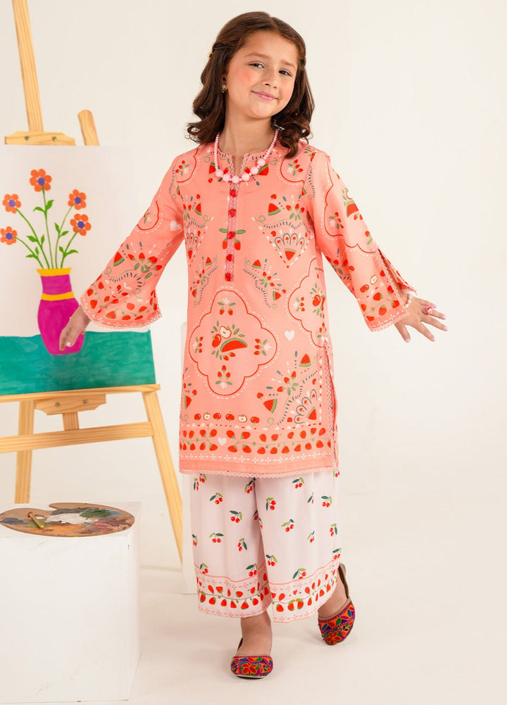 Bloomie by Panache Apparel Girls RTW Printed Lawn Silk 2 Piece Suit Rosyboo Festive Collection