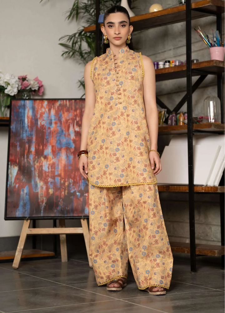 Minor Defect by Ayesha Somaya RTW Printed Lawn Silk 2 Piece Suit Butterscotch Bliss Casual Collection