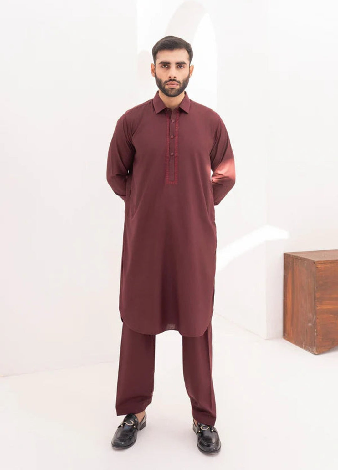 Farmanrawa by Buraq Mens RTW Embroidered Wash N Wear 2 Piece Suit Bazil Casual Collection