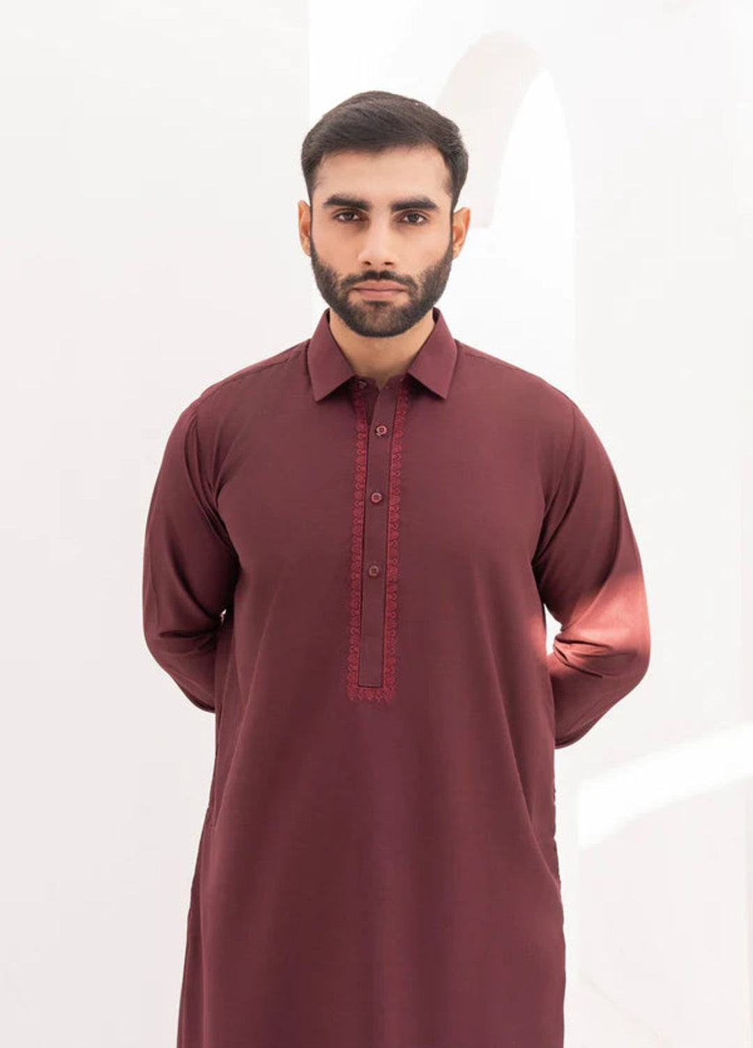 Farmanrawa by Buraq Mens RTW Embroidered Wash N Wear 2 Piece Suit Bazil Casual Collection